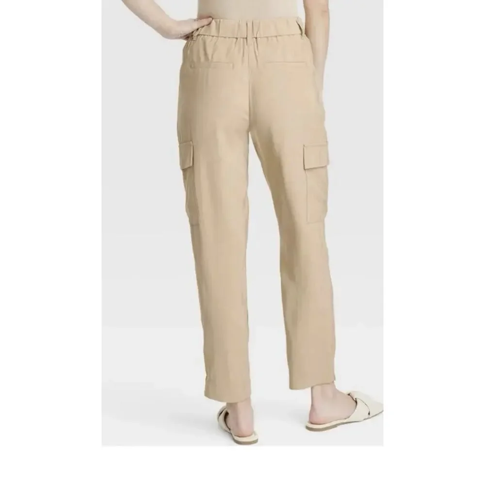 A New Day Tapered Ankle Cargo Pants Tan Women's 10 Nwot